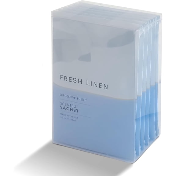 6 Pack Fresh Linen Large Scented Sachet Envelope by Expressive Scent