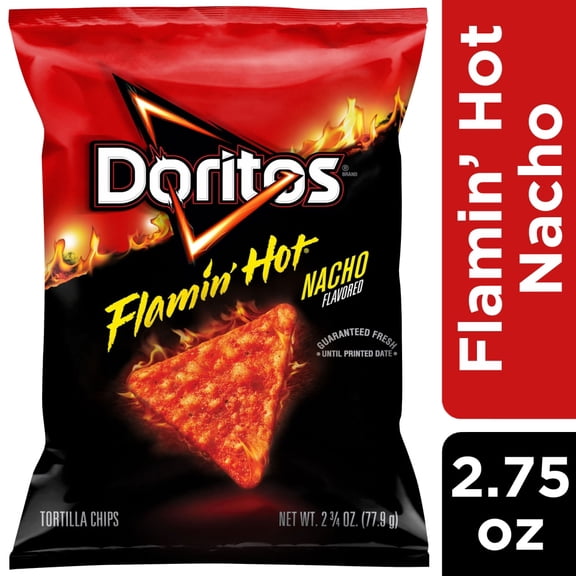 Doritos Flamin’ Hot Nacho Flavored Tortilla Chips Snack Packs, 2.75 oz Bigger Bags, 24 Count Multipack