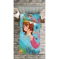 thumbnail image 3 of Ambesonne Mermaid Quilted Bedspread Set 2 Pcs, Cheerful Underwater, Twin Size, Multicolor, 3 of 3