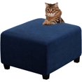 thumbnail image 1 of Ottoman Cover Slipcovers Square Fit Length 13"-44" Footrest, Stool Covers, Ottoman Protector Cover, Footstool Covers with Stretch Thick Checked with Elastic Bottom, Removable Washable(Navy,XL(67-84cm), 1 of 7