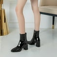 thumbnail image 6 of Side Zipper Ankle Boots Round Toe Thick Heel Comfortable Fashionable Short Boots for Fall and Winter Casual Wear, 6 of 8