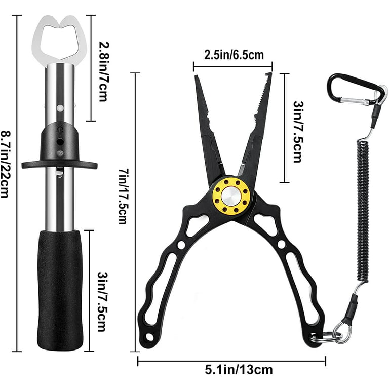Fishing Pliers and Fish Lip Gripper Set - Hook Remover, Split Ring Opener, Fly  Fishing Tool Kit, Perfect Ice Fishing Gear, Ideal Fishing Gift for Men 