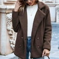 thumbnail image 3 of Winter Clearance Deals PITAUCE Women's Sherpa Jacket Fleece Winter Teddy Bear Coats Fuzzy Warm Fluffy Button Outwear Coffee L, 3 of 7