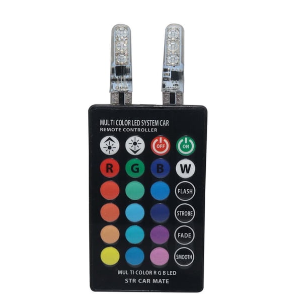 2 uds luz LED de ancho T10 RGB luz lateral de puerta de coche con control remoto para Auto