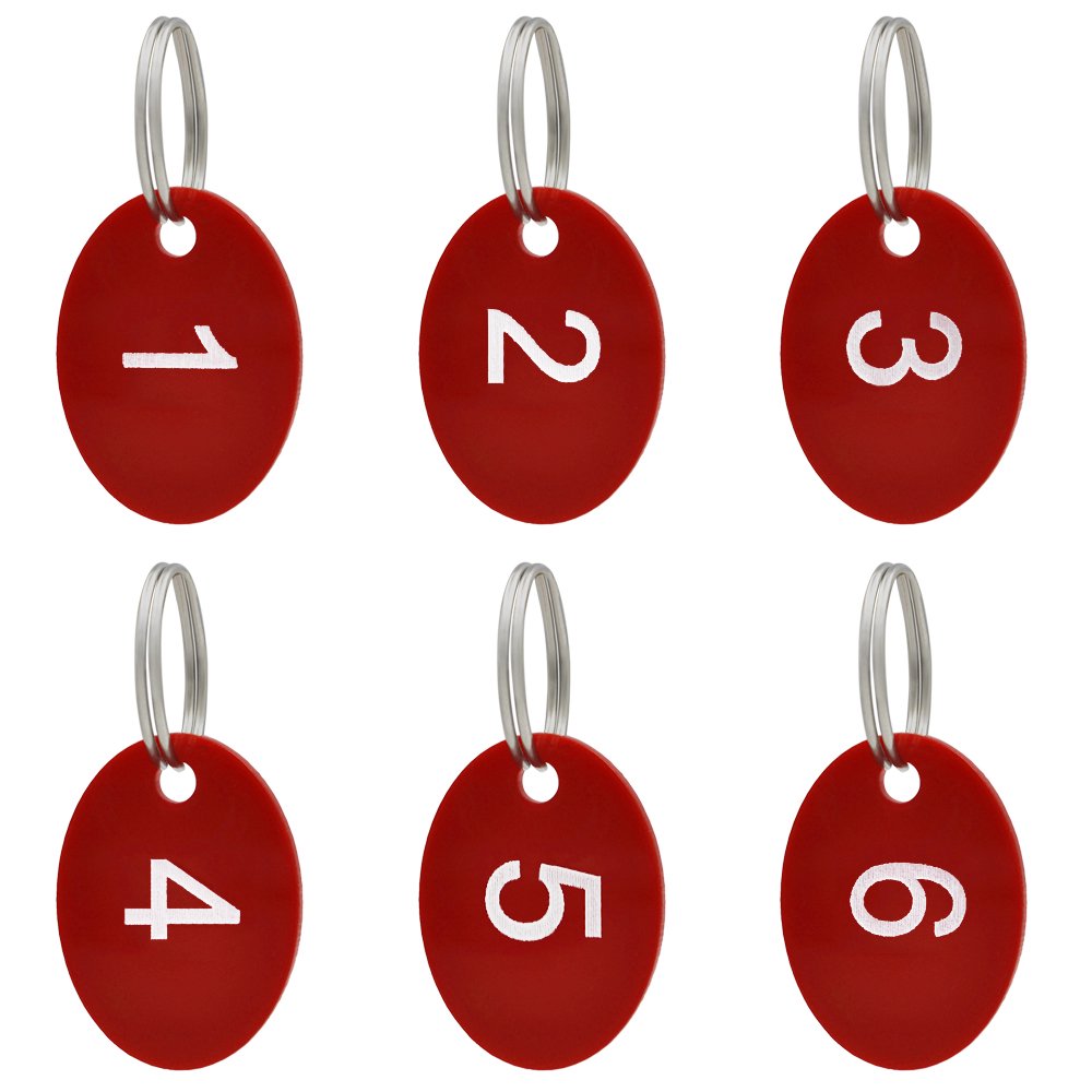 Aspire Acrylic Numbered Key Rings Tags, Number ID Tags Keychains, 50