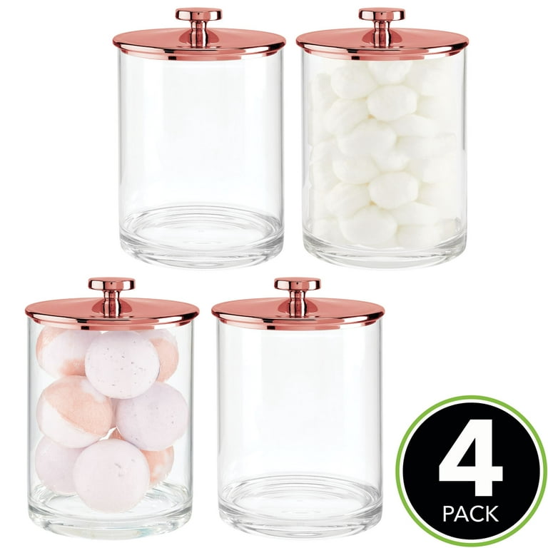 mDesign Long Plastic Cosmetic Storage Box, Hinged Lid, 2 Pack, Light  Pink/Clear