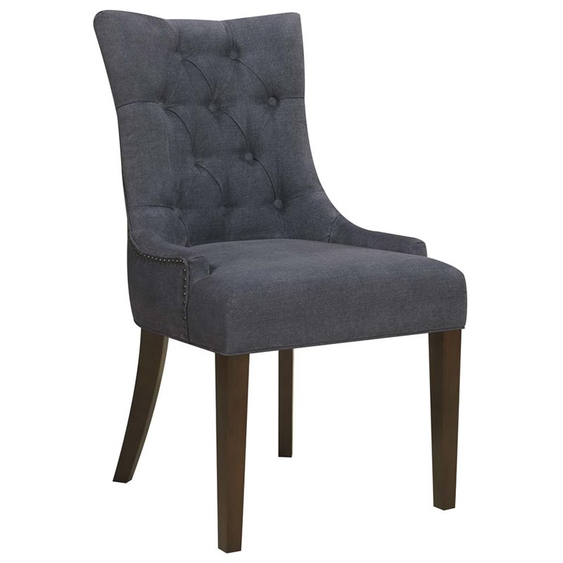 PRI Faux Denim Upholstered Dining Side Chair in Darkwash Blue