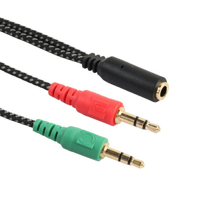 Outtop 3.5mm Y Splitter 2 Jack Male to 1 Female Headphone Mic Audio Adapter