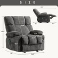 thumbnail image 3 of JONPONY Manual Recliner Chair with Heat Therapy and Massage Function, Heavy Duty Reclining Mechanism Massage Chair, Elderly Single Rocker Sofa with Cup Holders for Bedroom Home Theater,Grey, 3 of 13