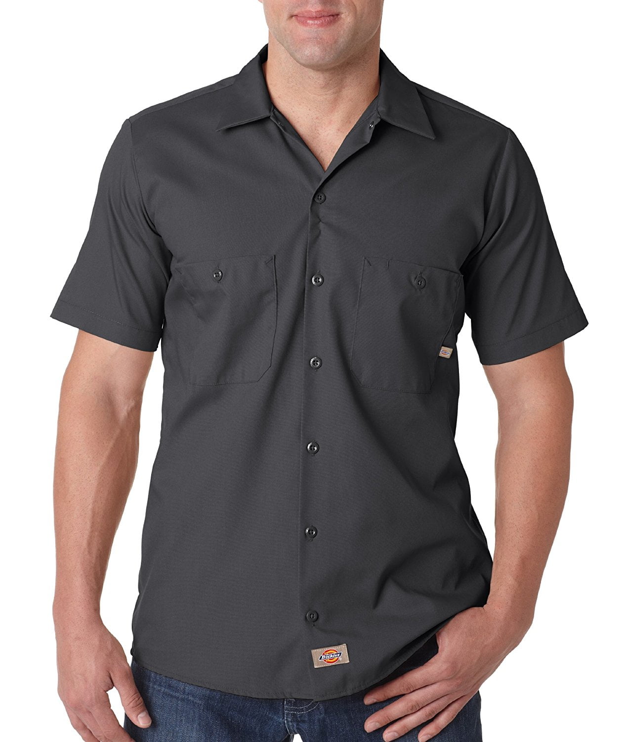 Dark Charcoal Dickies Men/'s Short Sleeve Industrial Work Shirt Large
