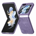 thumbnail image 1 of Nalacover for Samsung Galaxy Z Flip5 Slim Folding Case with Screen Protective Film, Skin-Feel Vintage Premium PU Leather Shockproof Anti-Scratches Cover for Samsung Galaxy Z Flip5,Purple, 1 of 11