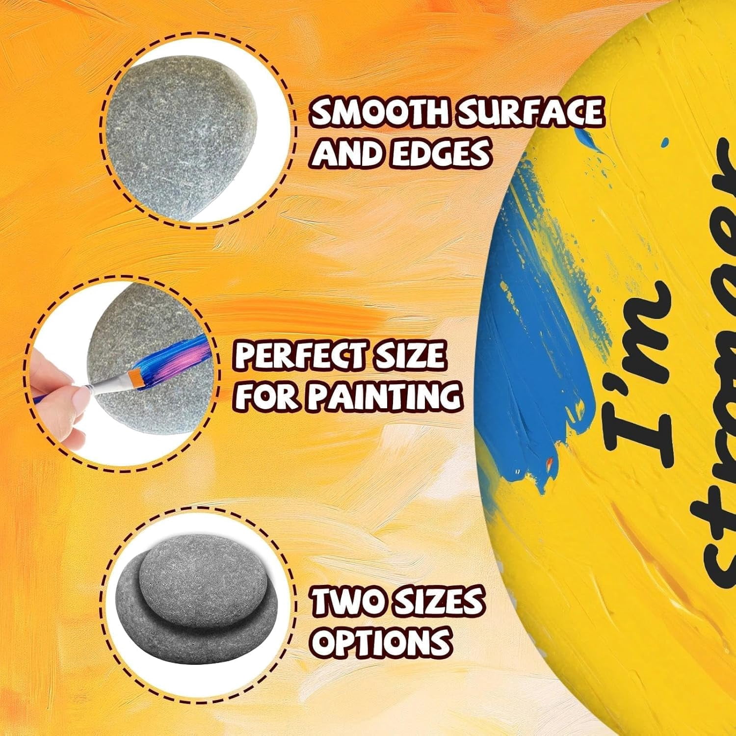 25 PCS Rocks for Painting, Natural Smooth River Rocks for Painting, 2-3 Inches Flat Stones for Crafts, DIY Arts & Decorations