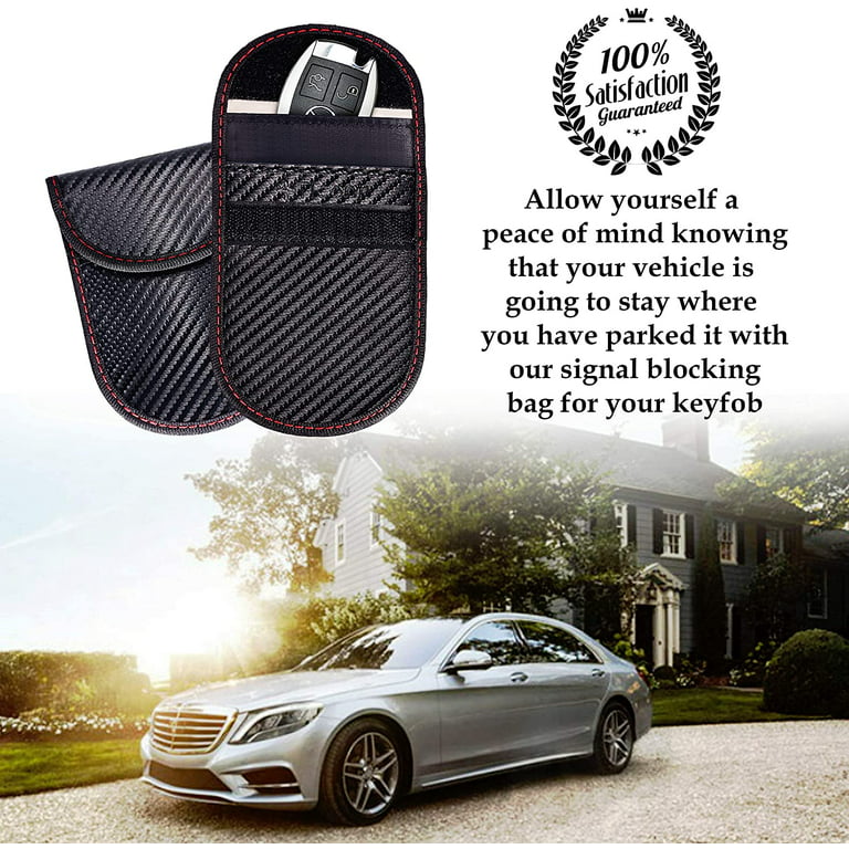 Faraday Bags for Car Key Fob Carbon Fiber Car Signal Blocking Bags Car Key  Holder Zipper Bags in Black for Car Key Storage