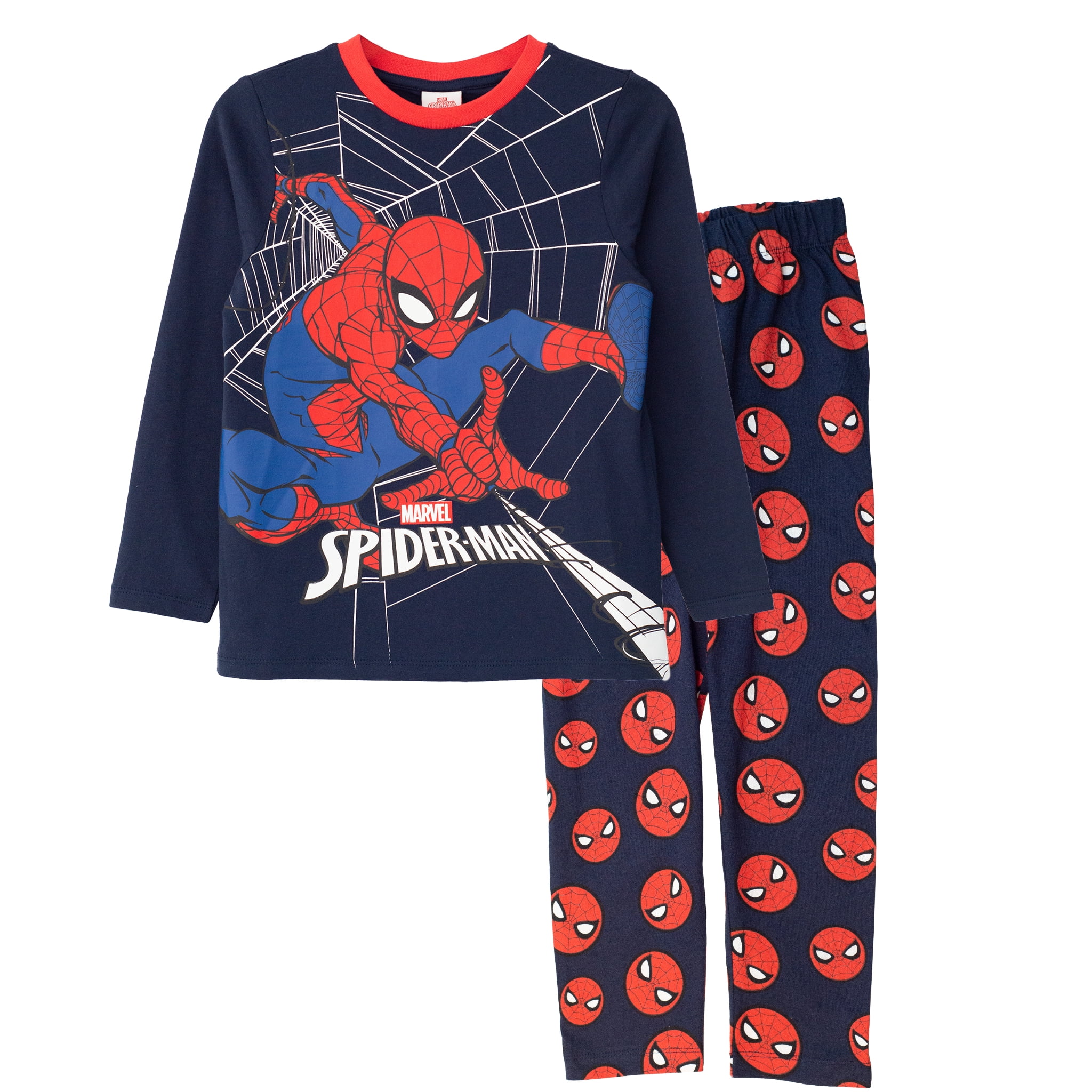 Marvel Spider-Man Pijamas Comic Kids Boy Blue Long PJ Nightwear 