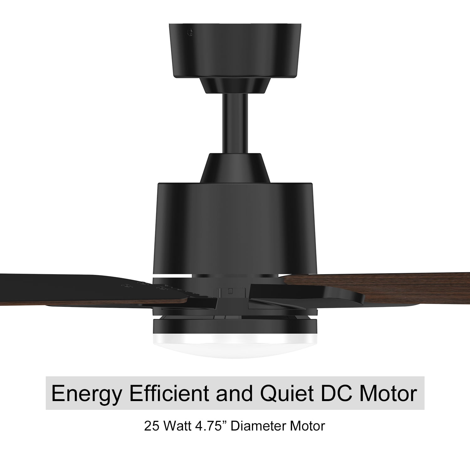 Manistays 52 inch Downrod Ceiling Fan with LED Light, Remote Control, 6 Speeds, 5 Blades, Black