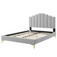 thumbnail image 3 of Platform Bed Frame, Queen Size, Velvet, Light Grey Gray, Modern Contemporary Urban Design, Bedroom Master Guest Suite, 3 of 10