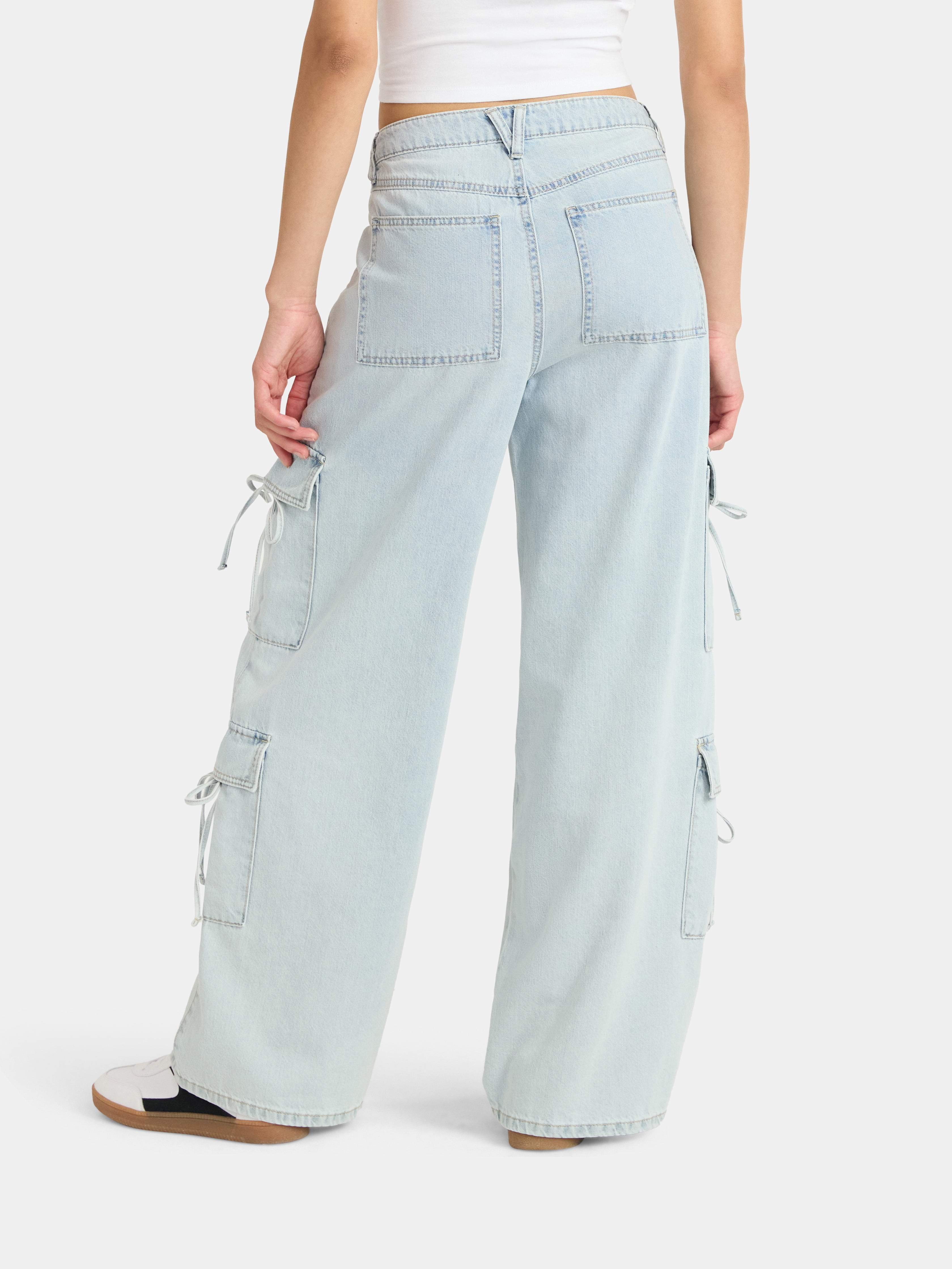 andmary Back ribbon denim cargo pants