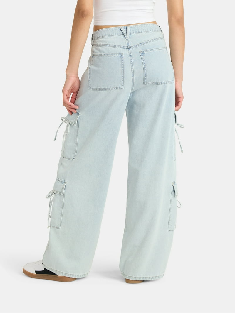 No Boundaries Bow Cargo Jeans, 30.5'' Inseam, Women's