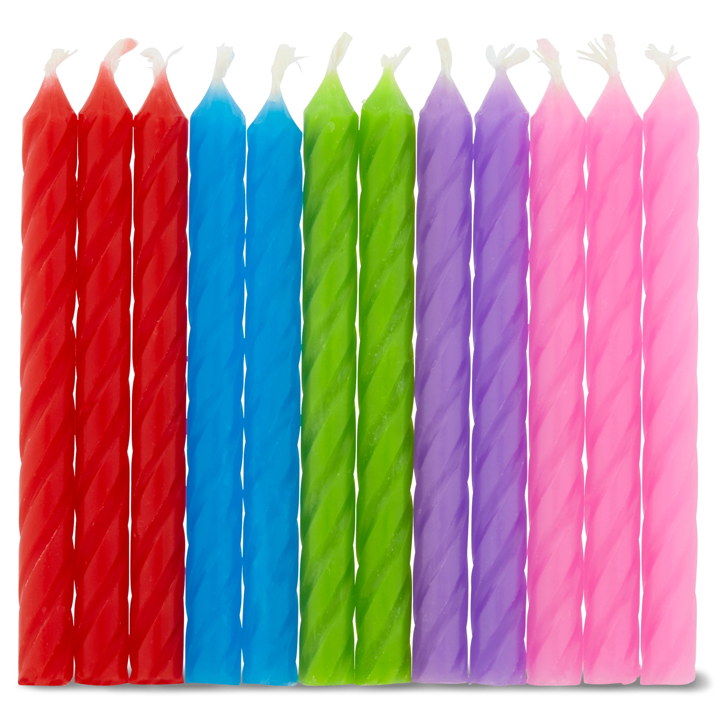 (12 pack) Great Value Celebration Multi-Color Special Occasion Spiral Birthday Candles, 4.44 inch, 24 Count