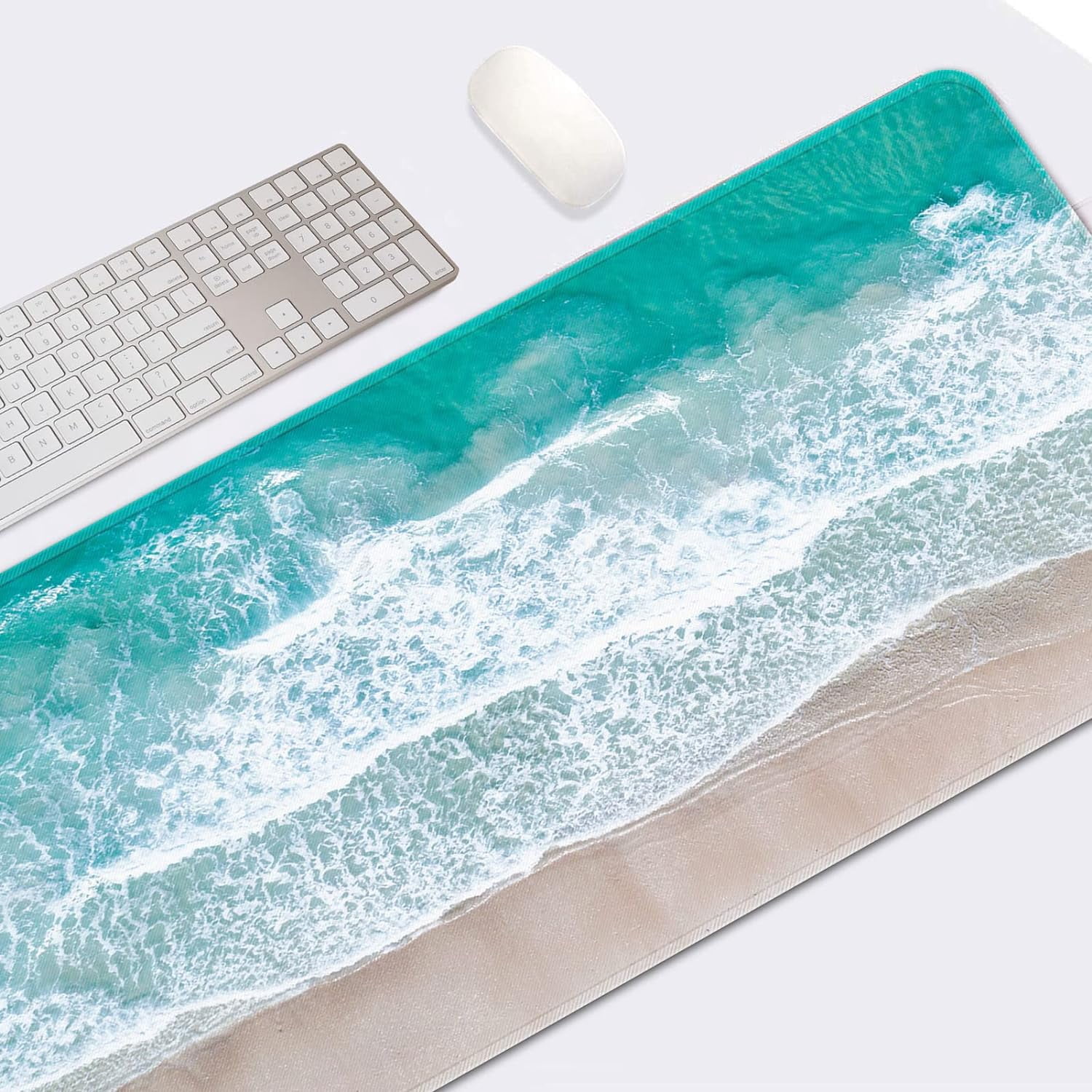 Large Gaming Mouse Pad Beach Non-Slip Desk Pad Keyboard and Mouse Desk Mat for Gamer, Office & Home, 31.5 x 15.7 in