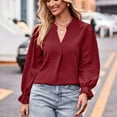 thumbnail image 5 of BLVB Women's Spring Fall Tops Trendy V Neck Long Sleeve Shirts Casual Loose Comfy Ladies Blouse Tee, 5 of 9