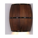Newrays Antique Wood Wine Barrel Wall Sconce - Up/Down Lighting For Bar, Steampunk, Or Rustic Decor, E12 Bulb, 9.44" Dia