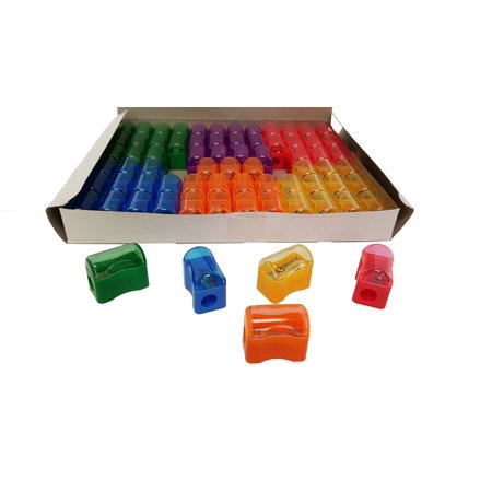 Dondor Pencil Sharpeners For Kids with Removable Neon Colored Lids (72 Pack)