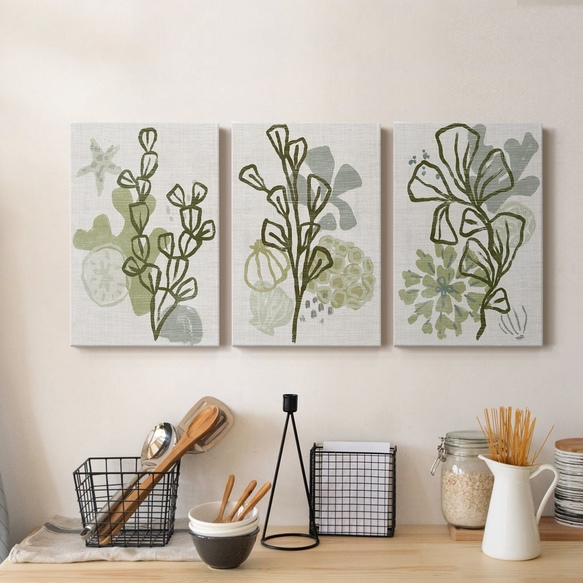 Coral Blockprint I Premium Gallery Wrapped Canvas - Ready to Hang - 40 x 60 Each