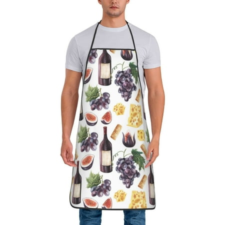 

Aprons for Men Women - Wine Print No.J943 Cooking Kitchen Apron Chef Apron Waterproof Apron for Painting Pottery Baking BBQ Gardening Salon Gift For women Men