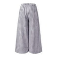 thumbnail image 5 of vigerkar Women's Plaid Wide Leg Culotte Pants Gingham High Elastic Waisted Cropped Palazzo Pants with Pockets Black, XL, 5 of 5