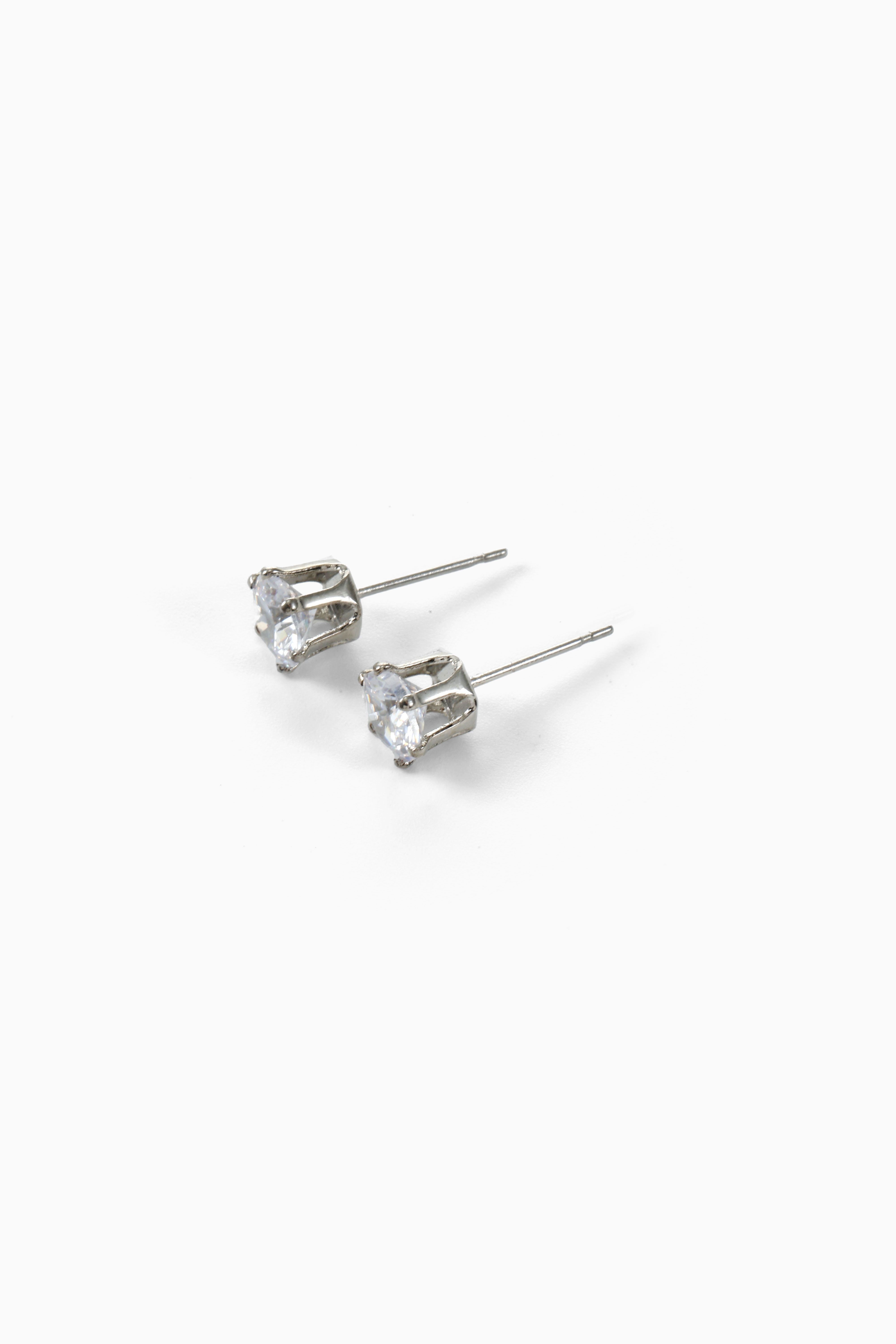 Time and Tru Women's Silvertone Cubic Zirconia Stud