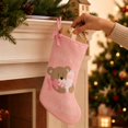 thumbnail image 3 of Pink Knitted Christmas Stocking with Teddy Bear Design and Hanging Loop, Single Pack, for 's First Christmas, Decoration, 3 of 4