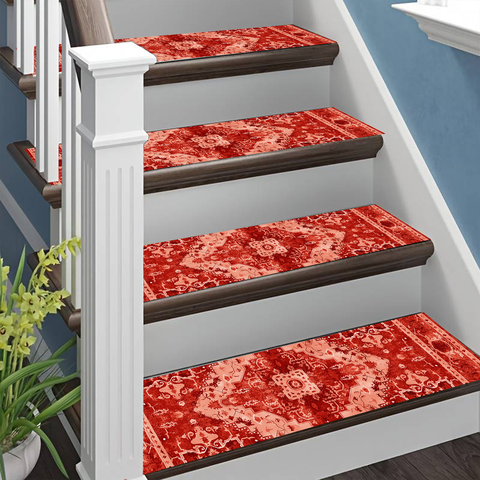 CaiYueKe 15 Pcs Non Slip Stair Treads Carpet Runner Rug Pads Anti Skid Safety Grip Tape for Stairs Indoor Outdoor Steps Pet Friendly Washable Reusable Adhesive