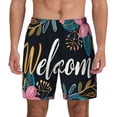 thumbnail image 2 of Picia Floral Welcome Sign pattern Mens Swim Trunks with Compression Liner Stretch Beach Shorts Quick Dry with Zipper Pockets No-Chafing Board Shorts-3X-Large, 2 of 9