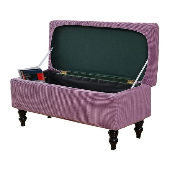 LKJYER Stretch Ottoman Cover Rectangle, Ottoman Slipcovers Soft Removable Washable Footstool Protector Covers Elastic Storage Ottoman Slipcover for Cats Dogs -Light Purple-Large