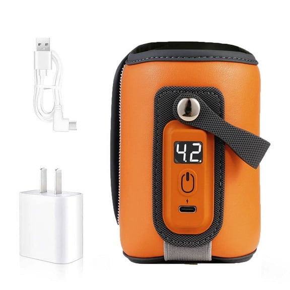 Bottle Warmer for Breastmilk, Portable Bottle Warmer,Rapid Heating Accurate WarmingTemperature Control with LED Display USB Warmer Bottle Suitable for Home and Travel(Orange)