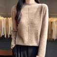 thumbnail image 6 of ZUKMRJPC Women Crewneck Sweater Casual Comfy Long Sleeve Pullover Tops Fall Winter Solid Color Slim Fit Soft Basic Knitted Sweater, 6 of 7