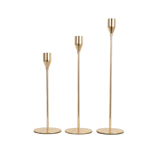 Juego de 3 Candelabros Decorativos Bsvklp Metal Dorado