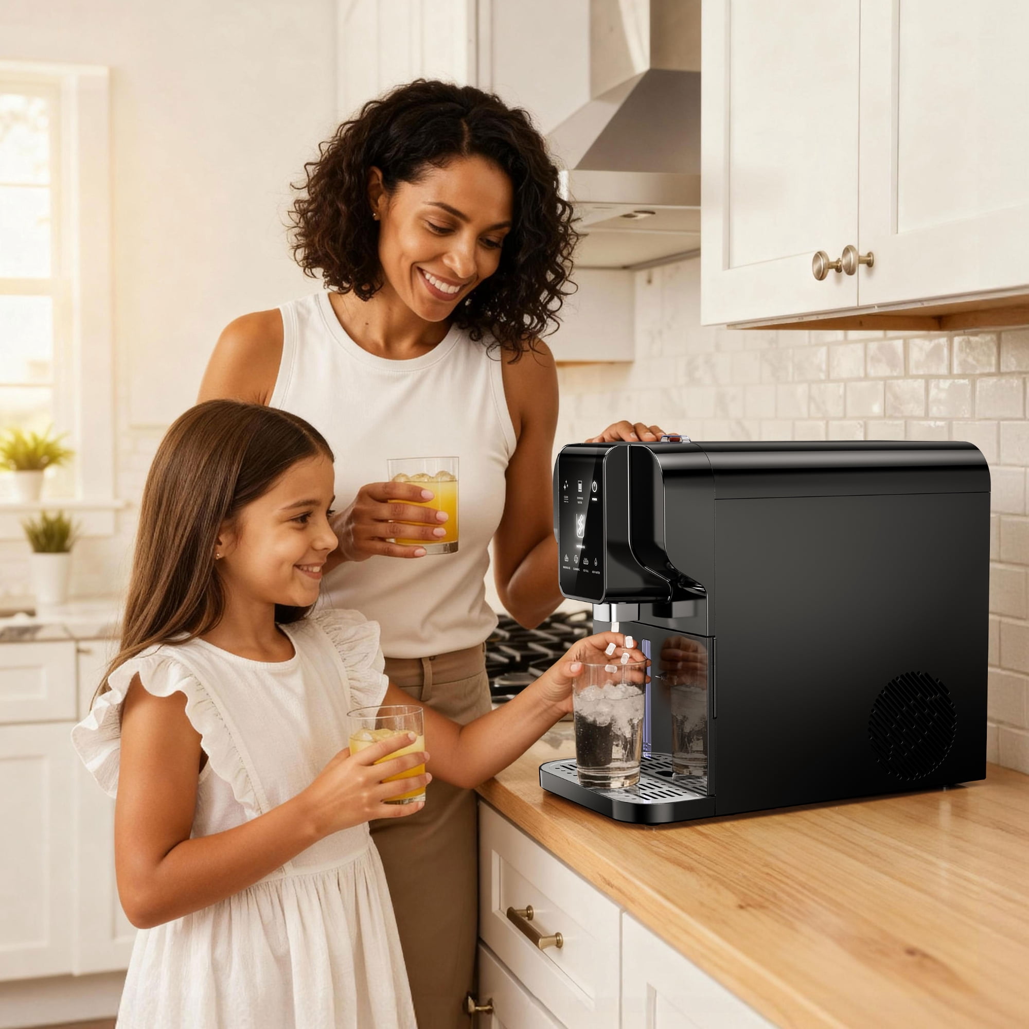 Simzlife Countertop Nugget Ice Maker & Water Dispenser, 30LBS/24H, 2-in-1 Soft Chewable Ice Machine with One-Touch Automatic Ice Dispensing, Self-Cleaning, for Home & Office