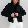 thumbnail image 3 of Brondbend Winter Coats Women Jackets Turndown Collar Long Sleeved Outerwear Print Warm Stylish Loose Jacket Lady Outdoor Tops Black, 3 of 6