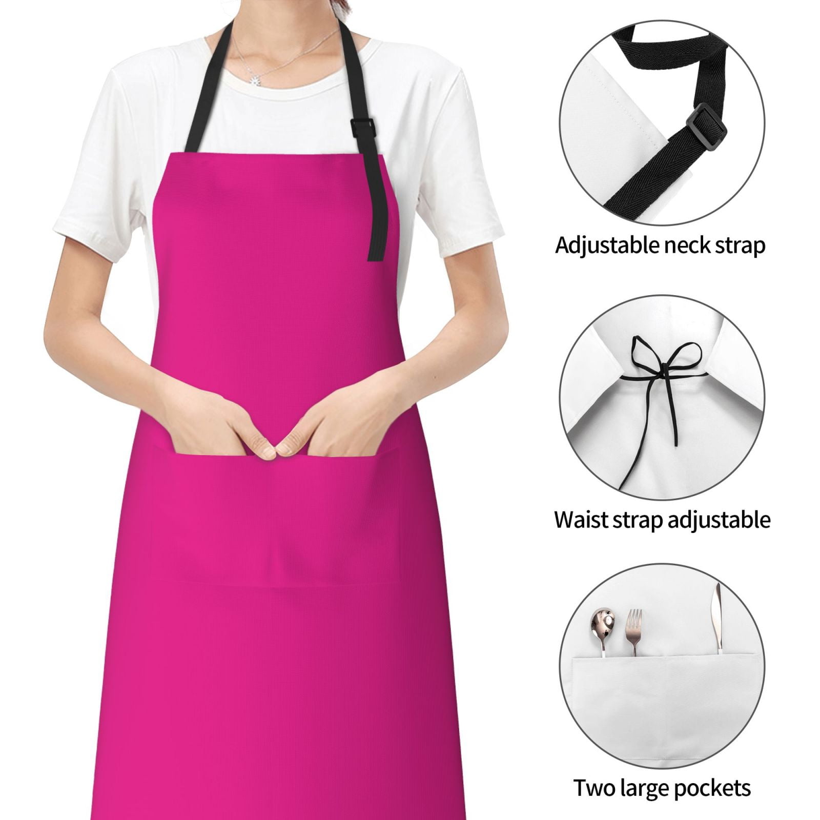 Kdxio Darkmagenta Apron with Pockets Adjustable Kitchen Aprons for Men Women Waterproof Aprons for Cooking,Drawing,Crafting, Baking Household Cleaning