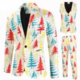thumbnail image 5 of Trajes de Navidad para hombres, uniforme de 3 piezas, trajes diarios, copo de nieve, muñeco de nieve, árbol, chaqueta con estampado, chaqueta, pantalones, chalecos, conjunto masculino para Navidad, 5 of 5