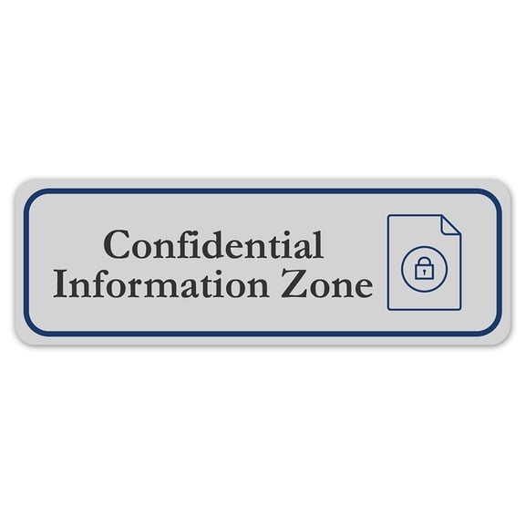 Standard Plus Confidential Information Zone Wall or Door Sign | Office Room Directions - Small