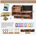 thumbnail image 3 of Porta Llaves Pared Madera Modernos Hogar Adornos Con Luz Led Con Sensor Estante Pared Multifuncional, Organizador De Llaves Montado En La Pared Y De Correo Para Cocina, Oficina 40x26x8 cm, 3 of 4
