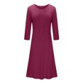 thumbnail image 5 of Lilgiuy Women Slim Fit Comfortable Button V-Neck Solid Color Casual Dress Hot Pink Fall Dresses for 2022 Spring Winter, 5 of 5