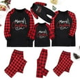 thumbnail image 4 of Kaemgyyd Family Christmas Pjs Matching Sets Long Sleeve Crew Neck Top and Plaid Bottom Trendy Sleepwear Loungewear 2 Piece Outfit, 4 of 6