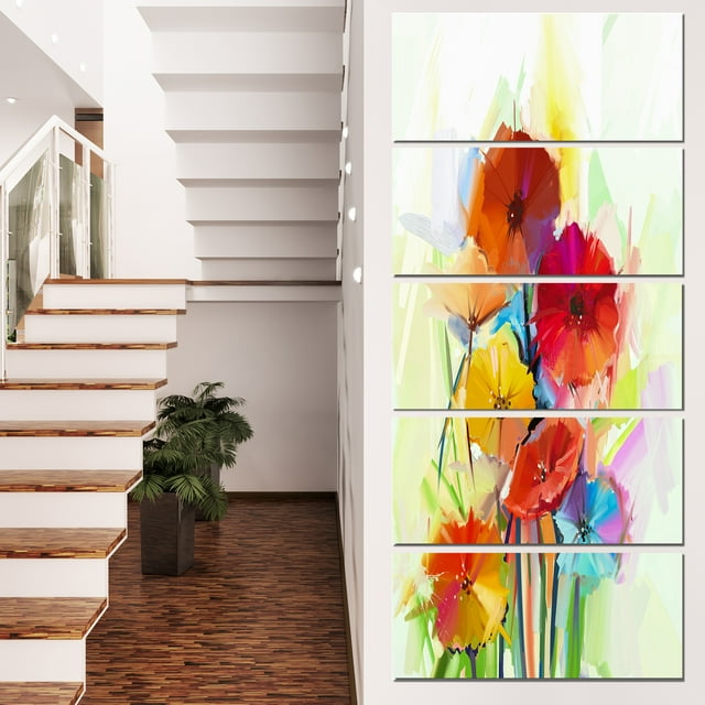 Yellow and Red Gerbera Flowers - Large Floral Canvas Artwork