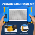 thumbnail image 4 of GSE Games & Sports Expert Retractable Ping Pong Net & Post. Portable Replacement Anywhere Table Tennis Net for Any Tables. Great for Indoor/Outdoor Game, Travel, Home Use (Blue), 4 of 7