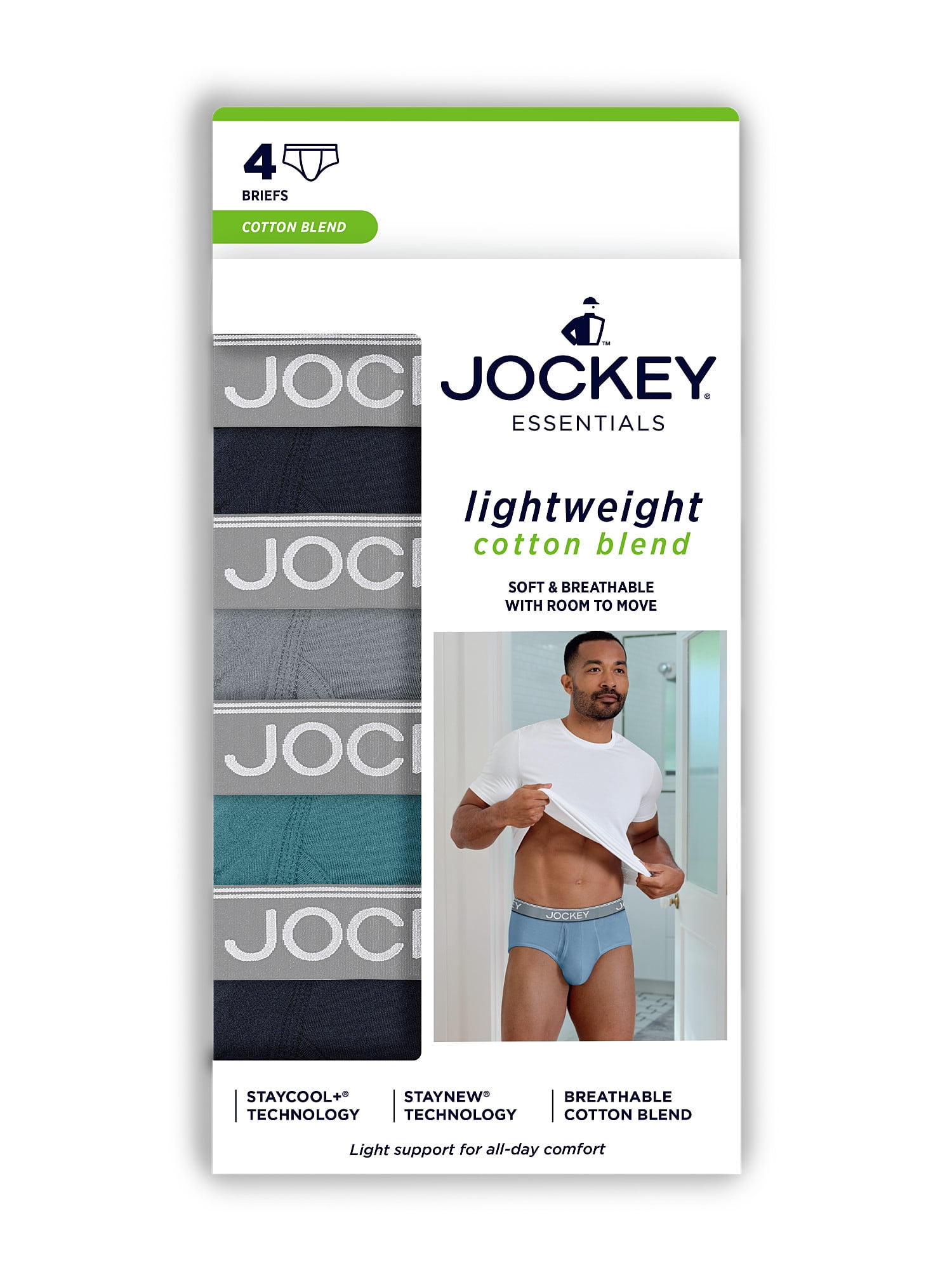 Jockey Essentials 4 pack cotton blend men's brief