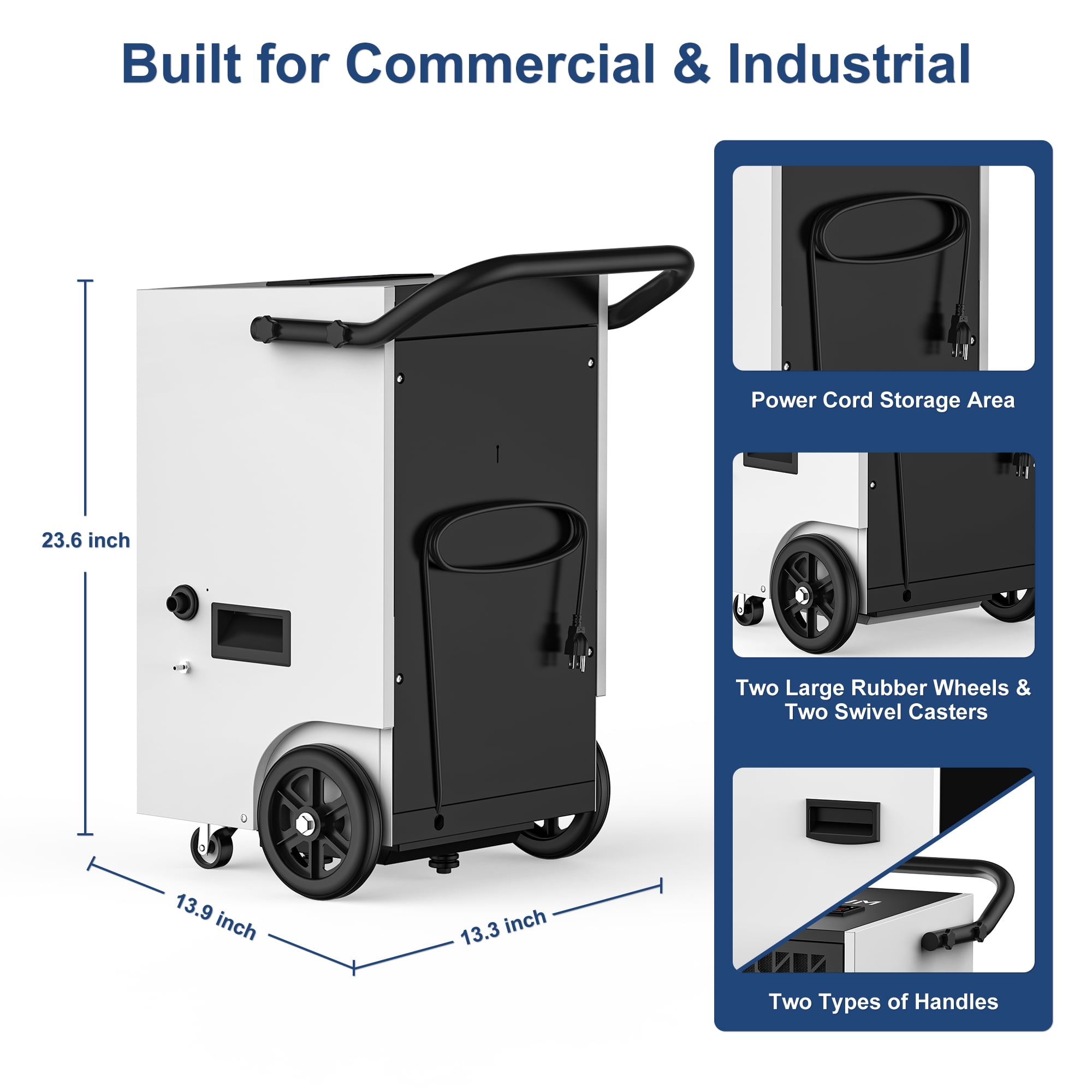 AVAHUM 160 Pints Commercial Dehumidifier with Pump for 1,200 sq. ft, Industrial Dehumidifier for Basements and Warehouses